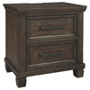 Benzara 2 Drawer Wooden Nightstand with Molded Detailed and Tapered Legs, Brown