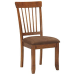 Benzara Spindle Back Design Side Chair with Fabric Seat and Wooden Legs, Brown