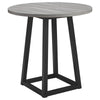 Benzara Round Wooden Counter Height Dining Table with Sled Base, Gray and Black