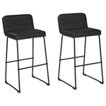 Benzara 40 Inch Channel Stitched Leatherette Barstool with Sled Base,Set of 2,Black