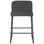 Benzara Channel Stitched Low Back Fabric Barstool with Sled Base, Set of 2, Gray