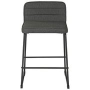Benzara Channel Stitched Low Back Fabric Barstool with Sled Base, Set of 2, Gray