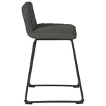 Benzara Channel Stitched Low Back Fabric Barstool with Sled Base, Set of 2, Gray