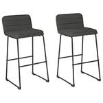 Benzara 40 Inch Channel Stitched Low Fabric Barstool with Sled Base, Set of 2, Gray