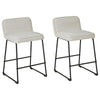 Benzara Channel Stitched Low Back Fabric Barstool with Sled Base, Set of 2, White