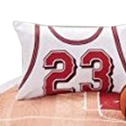 Benzara 4 Piece Polyester Full Comforter Set with Basketball Court Print, Multicolor