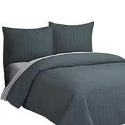 Benzara 2 Piece Twin Cotton Quilt Set with Stitched Details, Gray