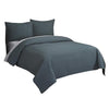 Benzara 2 Piece Twin Cotton Quilt Set with Stitched Details, Gray