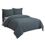 Benzara 2 Piece Twin Cotton Quilt Set with Stitched Details, Gray