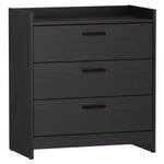 Benzara 3 Drawer Wooden Chest with Sled Base, Glossy Black
