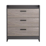 Benzara 3 Drawer Wooden Chest with Sled Base, Black and Brown