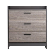 Benzara 3 Drawer Wooden Chest with Sled Base, Black and Brown