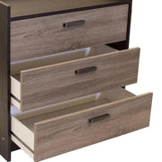 Benzara 3 Drawer Wooden Chest with Sled Base, Black and Brown
