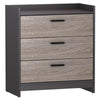 Benzara 3 Drawer Wooden Chest with Sled Base, Black and Brown