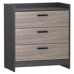 Benzara 3 Drawer Wooden Chest with Sled Base, Black and Brown