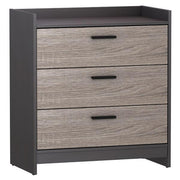 Benzara 3 Drawer Wooden Chest with Sled Base, Black and Brown