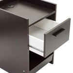 Benzara Single Drawer Wooden Nightstand with Open Shelf, Black