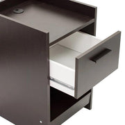 Benzara Single Drawer Wooden Nightstand with Open Shelf, Black
