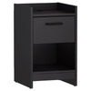 Benzara Single Drawer Wooden Nightstand with Open Shelf, Black