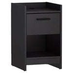 Benzara Single Drawer Wooden Nightstand with Open Shelf, Black