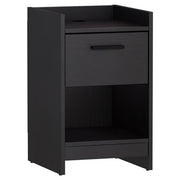 Benzara Single Drawer Wooden Nightstand with Open Shelf, Black