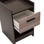 Benzara Single Drawer Wooden Nightstand with Open Shelf, Black and Brown