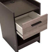 Benzara Single Drawer Wooden Nightstand with Open Shelf, Black and Brown