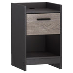 Benzara Single Drawer Wooden Nightstand with Open Shelf, Black and Brown