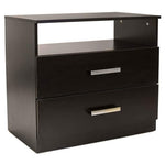 Benzara 2 Drawer Wooden Nightstand with Open Shelf, Black