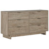 Benzara 6 Drawer Wooden Dresser with Grain Details, Oak Brown