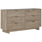 Benzara 6 Drawer Wooden Dresser with Grain Details, Oak Brown