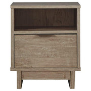 Benzara Single Drawer Wooden Nightstand with Open Shelf, Brown