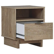 Benzara Single Drawer Wooden Nightstand with Open Shelf, Brown
