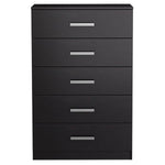 Benzara 5 Drawer Freestanding Wooden Frame Chest, Glossy Black