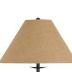 Benzara Scrolled Metal Body Table Lamp with Conical Fabric Shade, Bronze and Beige