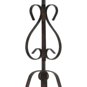 Benzara Scrolled Metal Body Table Lamp with Conical Fabric Shade, Bronze and Beige