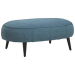 Benzara Fabric Upholstered Oversized Accent Ottoman with Metal Legs, Blue