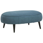 Benzara Fabric Upholstered Oversized Accent Ottoman with Metal Legs, Blue