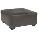 Benzara Faux Leather Upholstered Square Oversized Accent Ottoman, Gray