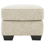 Benzara Textured Fabric Upholstered Ottoman with Welt Trim Details, Beige