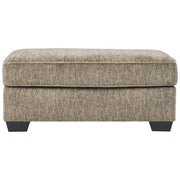 Benzara Textured Fabric Upholstered Ottoman with Welt Trim Details, Brown