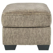 Benzara Textured Fabric Upholstered Ottoman with Welt Trim Details, Brown