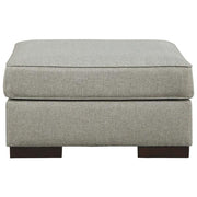 Benzara Fabric Upholstered Square Oversized Accent Ottoman with Block Feet, Blue