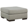 Benzara Fabric Upholstered Square Oversized Accent Ottoman with Block Feet, Blue