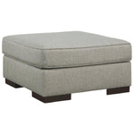 Benzara Fabric Upholstered Square Oversized Accent Ottoman with Block Feet, Blue