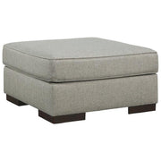 Benzara Fabric Upholstered Square Oversized Accent Ottoman with Block Feet, Blue