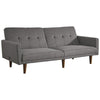 Benzara Fabric Upholstered Flip Flop Sofa with Box Tufting, Gray