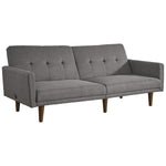 Benzara Fabric Upholstered Flip Flop Sofa with Box Tufting, Gray