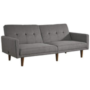 Benzara Fabric Upholstered Flip Flop Sofa with Box Tufting, Gray
