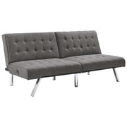 Benzara Fabric Upholstered Flip Flop Armless Sofa with Tufting details, Gray